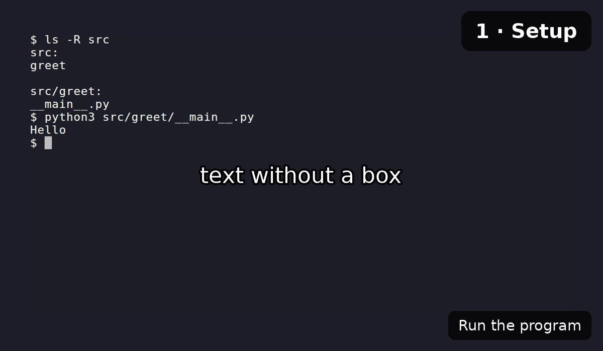 Overlays: a chapter, a file name, a custom style and text without a box